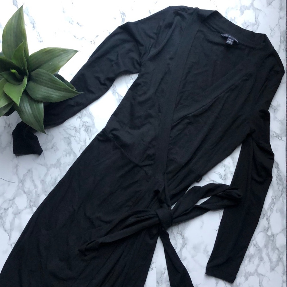 Banana republic black stretch wrap dress